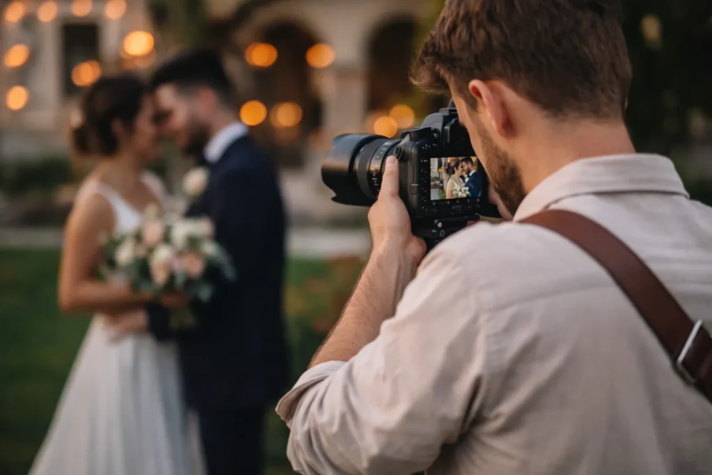 Photographe de mariage en train de prendre des photos d’un couple à Saint-Dizier