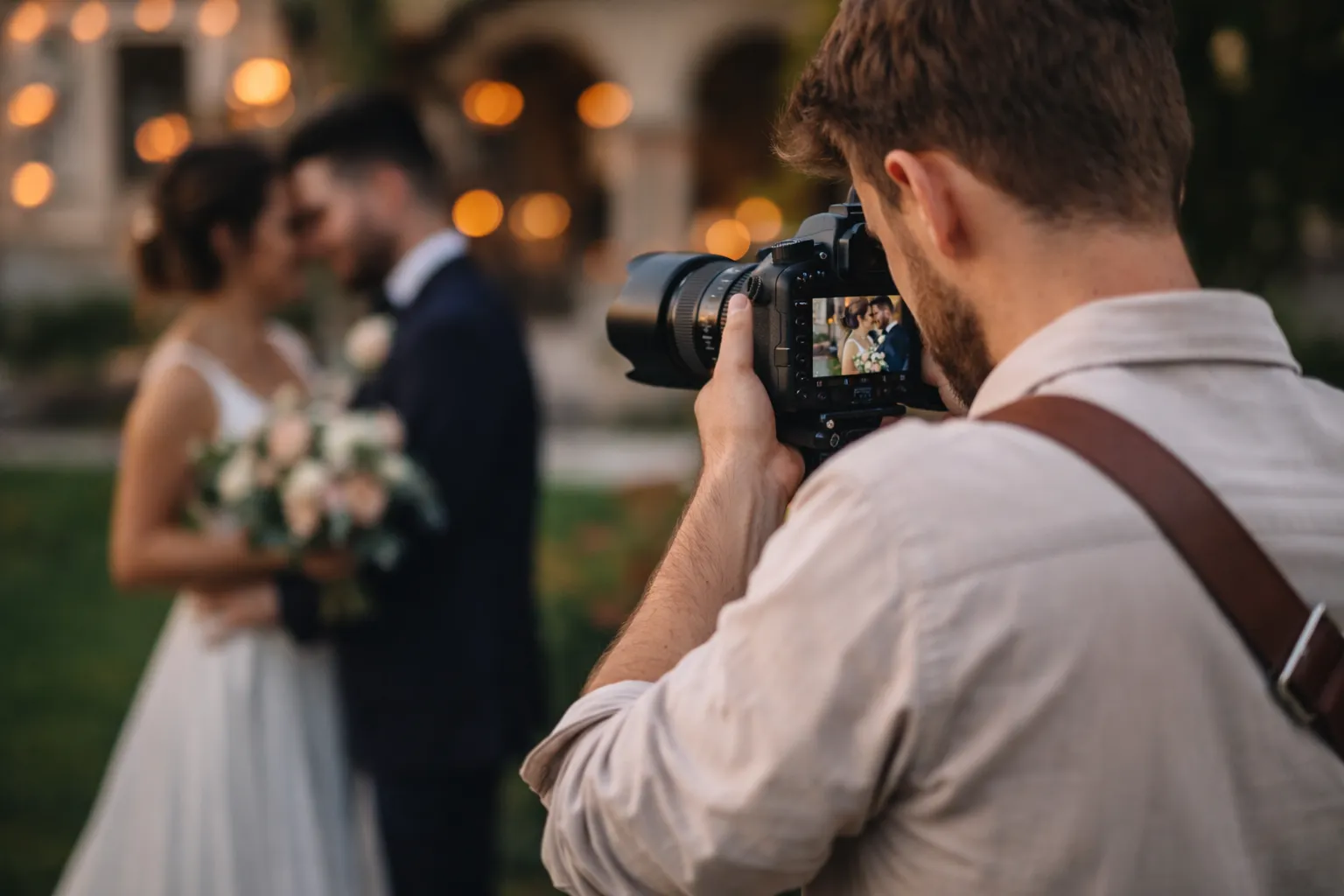 Photographe de mariage en train de prendre des photos d’un couple à Saint-Dizier